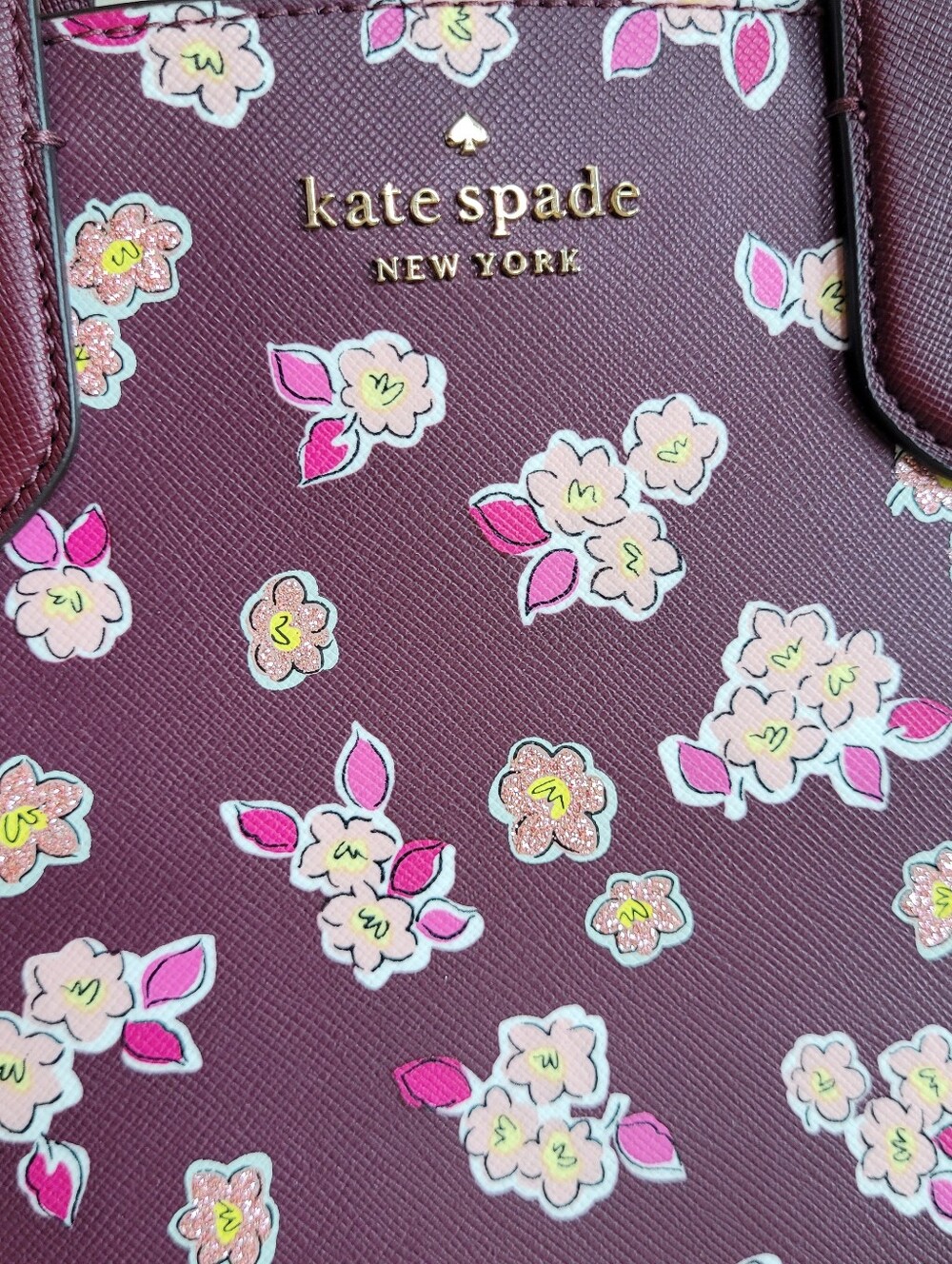 *NWOT* kate spade New York Tinsel Floral Satchel Crossbody Burgundy Floral Purse - Picture 7 of 14